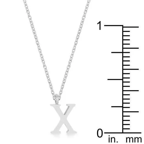 Elaina Rhodium Stainless Steel X Initial Necklace