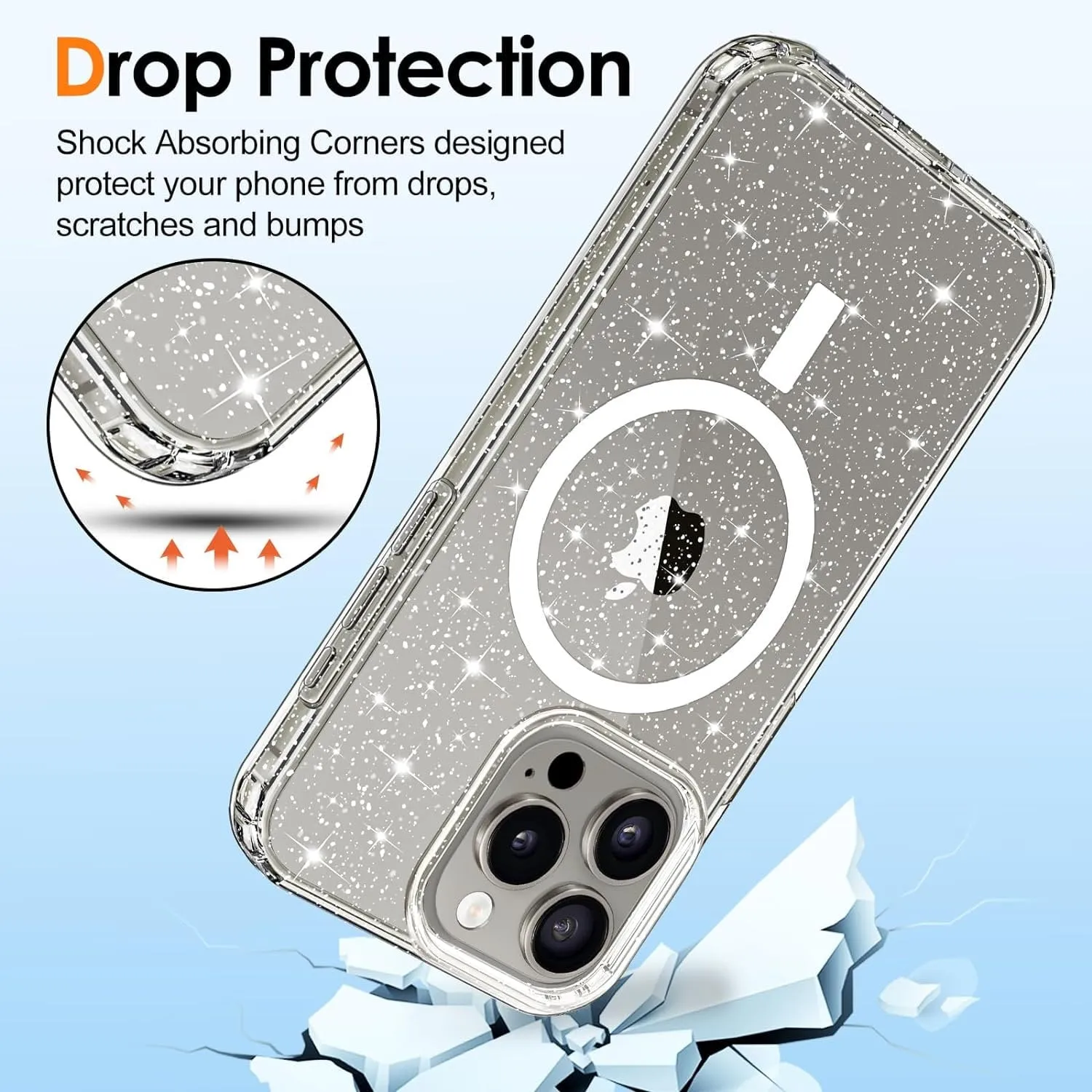 Entronix Apple iPhone 15 Plus/14 Plus [Magnetic-Compatible] Crystal Clear Case - Glitter