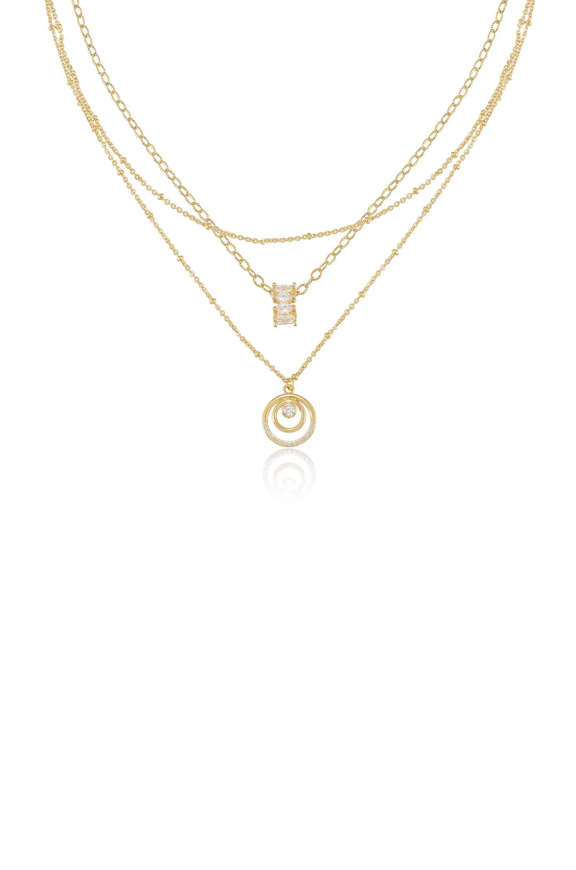 Explore More Collection - Circles of Crystal Dainty Layered Necklace Set