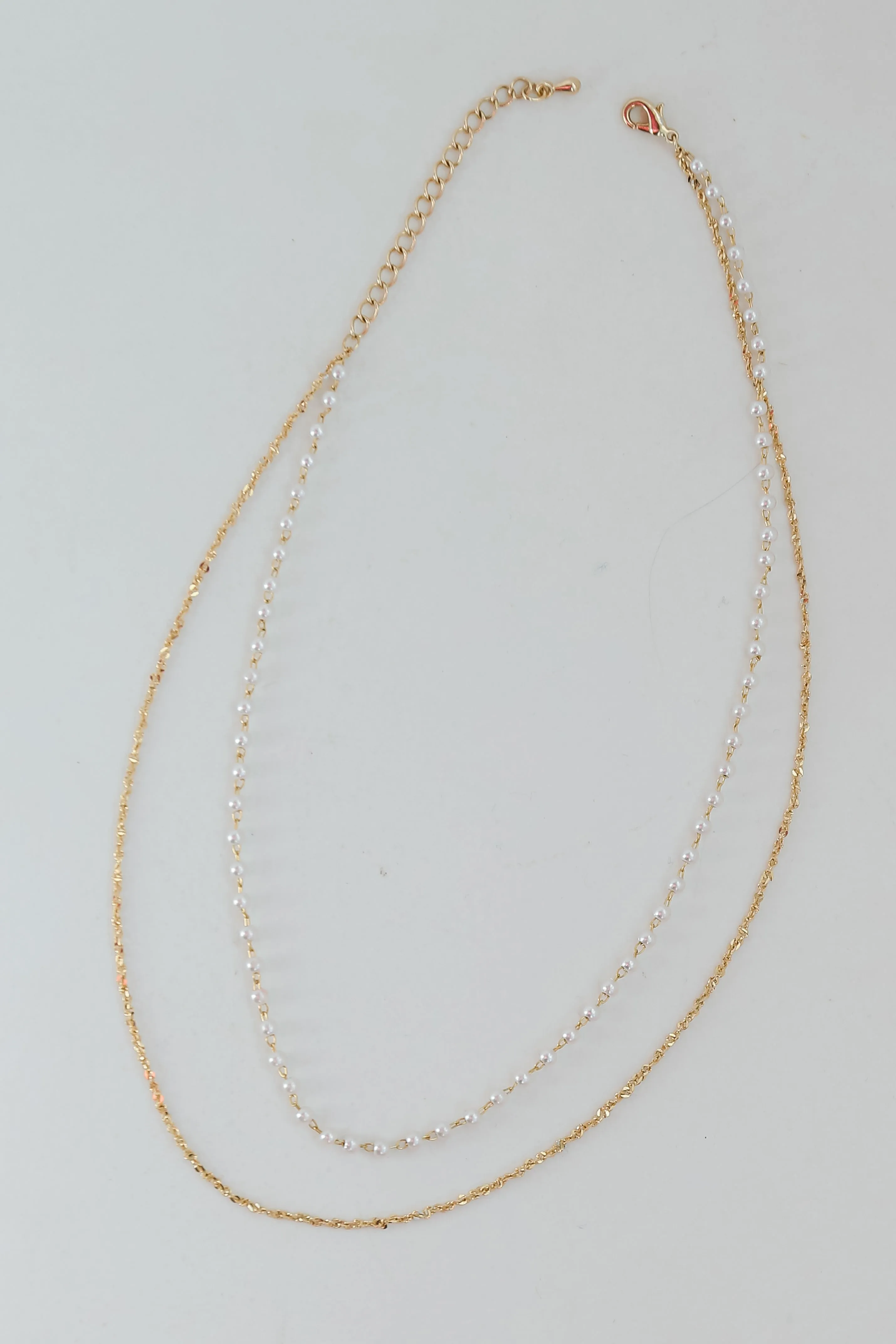 FINAL SALE - Kelsey Gold Pearl Layered Chain Necklace