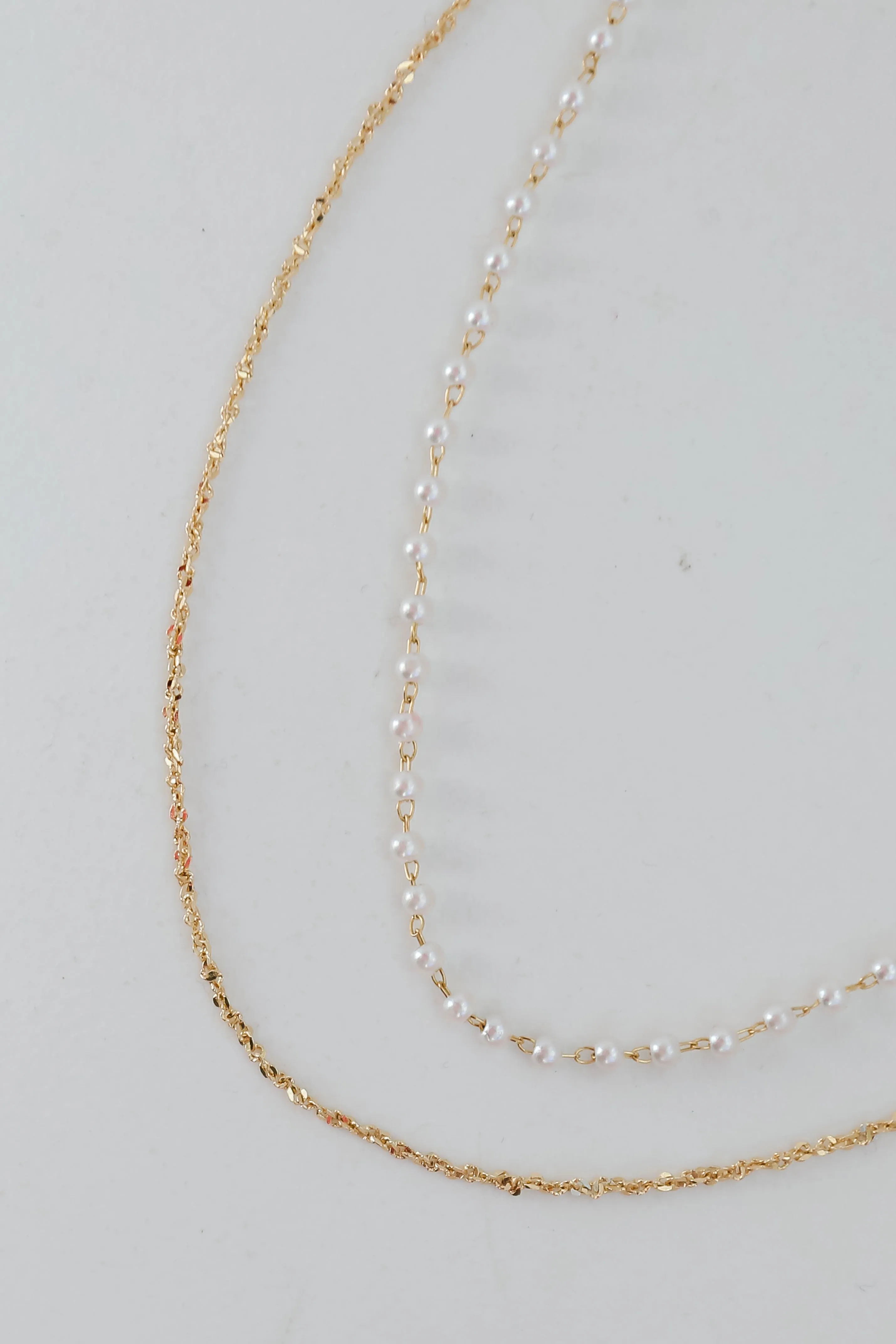 FINAL SALE - Kelsey Gold Pearl Layered Chain Necklace