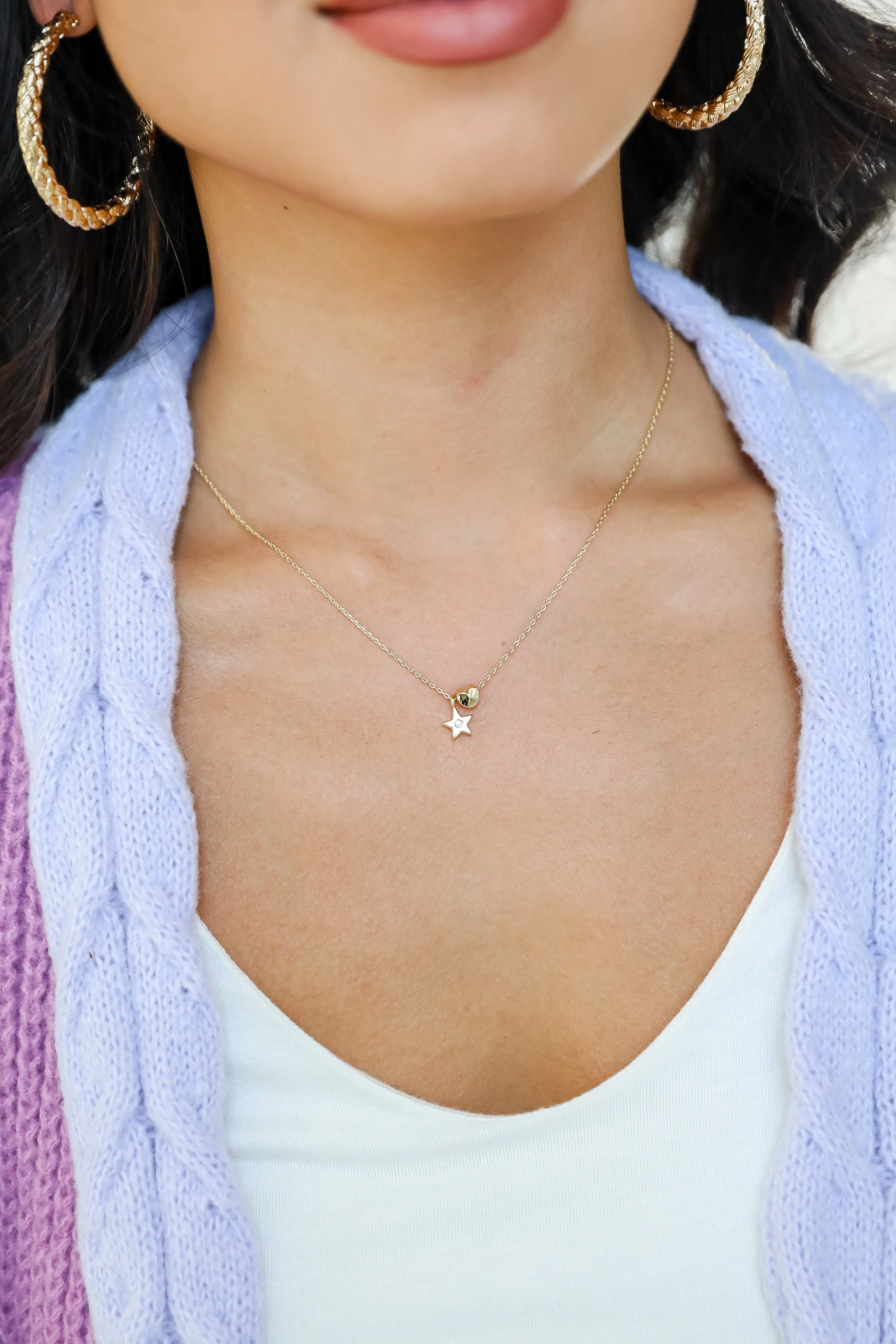 FINAL SALE - Missy Gold Star   Heart Charm Necklace