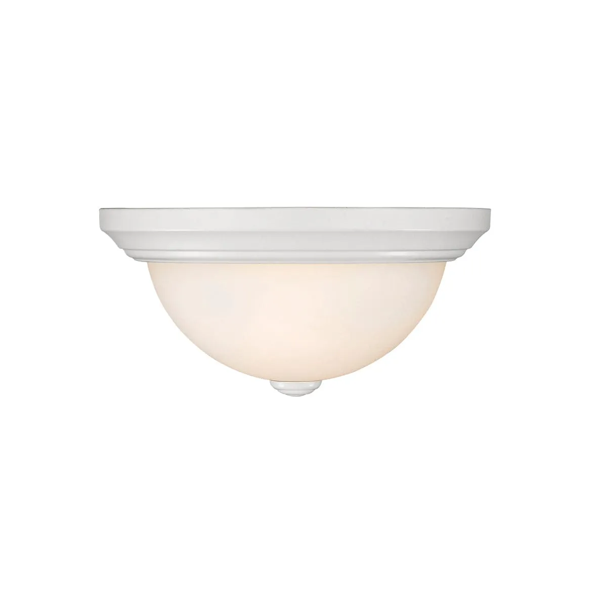 Flush Mount Fixture - White - Etched White Glass - 11in. Diameter - E26 Medium Base