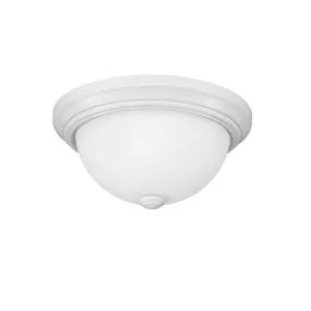 Flush Mount Fixture - White - Etched White Glass - 11in. Diameter - E26 Medium Base