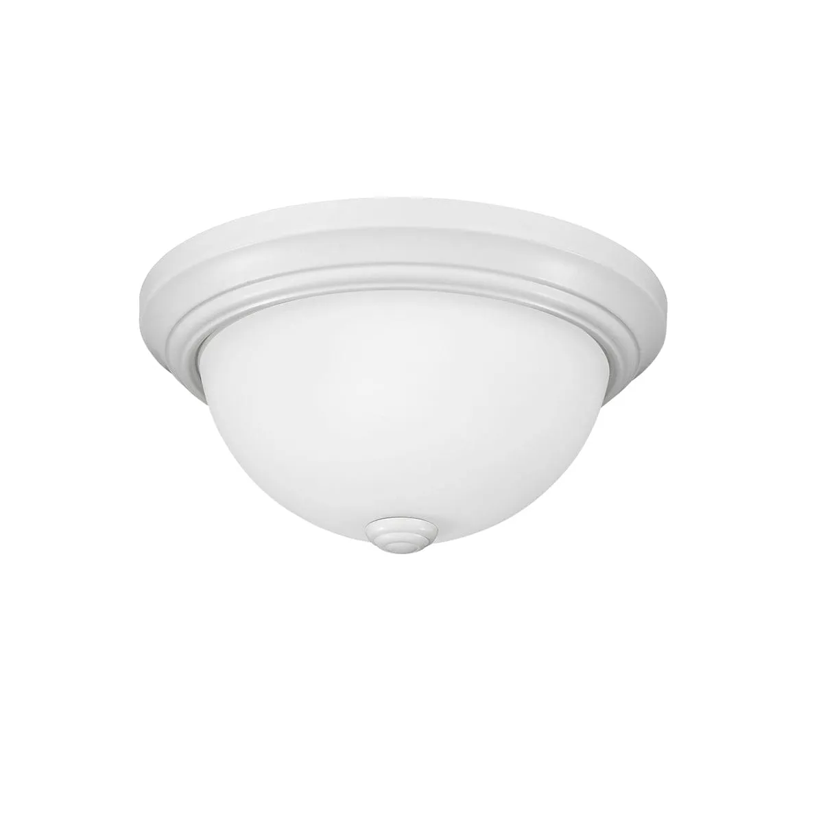 Flush Mount Fixture - White - Etched White Glass - 11in. Diameter - E26 Medium Base