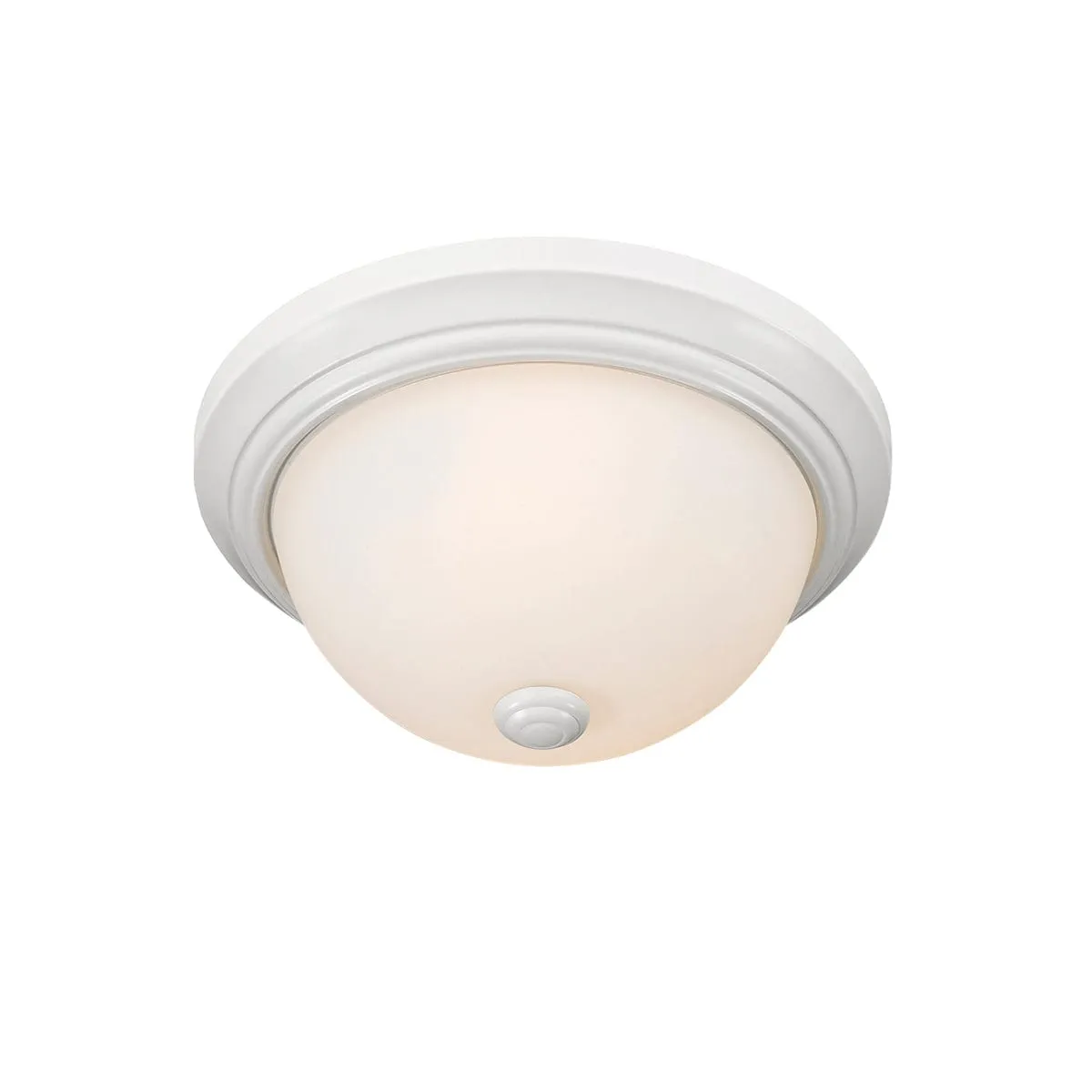 Flush Mount Fixture - White - Etched White Glass - 11in. Diameter - E26 Medium Base