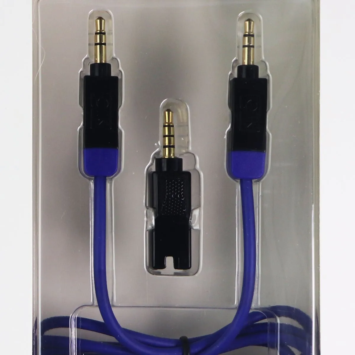 GiiK 3ft. Stereo Aux 3.5mm Cable and Microphone Adapter (GKM2M3MIC) - Black/Blue