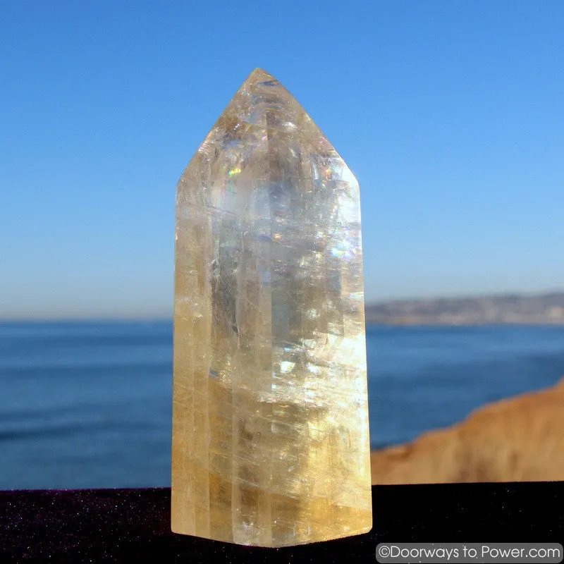 Golden Optical Calcite Crystal Point 5.8"