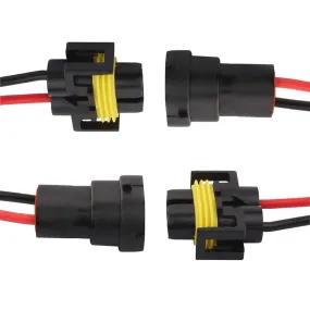 H11 LED Headlight Socket Male & Female Adapter Wiring Harness Connector for Headlight/Fog Light 4pcs/Set