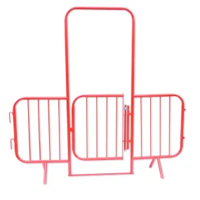 Heavy Duty Walk Through Gated Pedestrian Barrier - Powder Coated Red