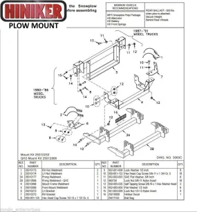 Hiniker Snowplow Mount - Quick Hitch 2 (QH2), 1980-1991 Ford F150-F350, 25012866