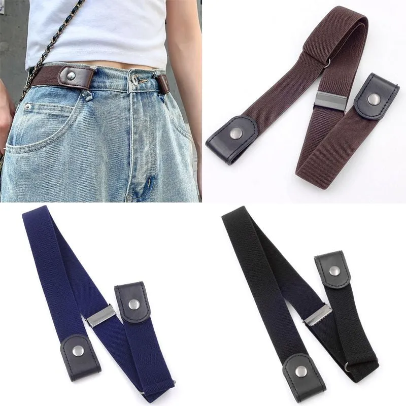 Invisible Elastic Waist Belts - Buckle Stretch Slim Waist Belt For Jean Pants, Dresses, Women/Men