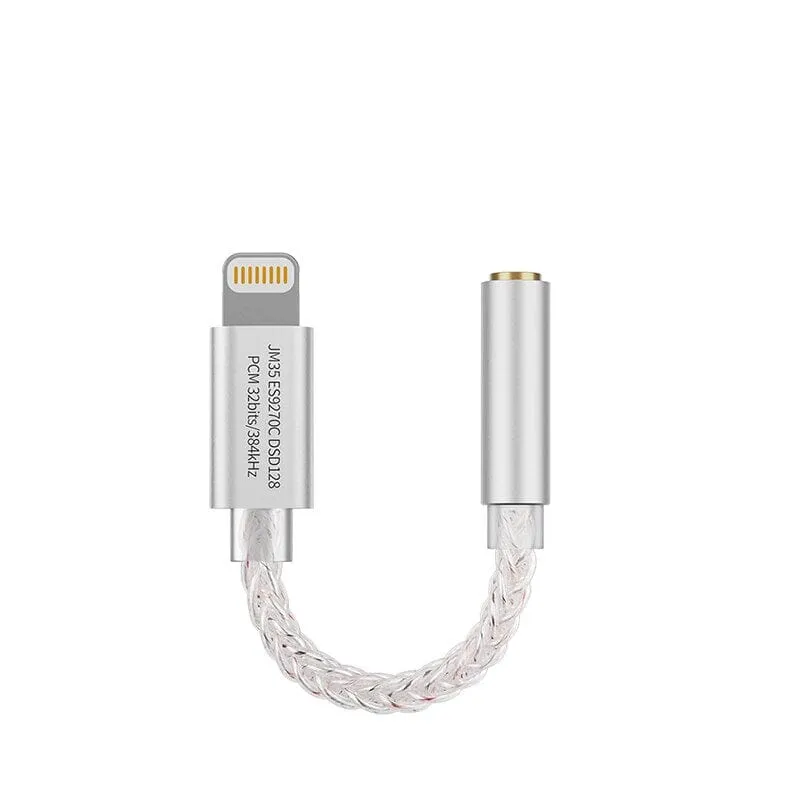 JCALLY JM35L USB Lightning To 3.5mm Cable DAC Hifi Adapter Decode Amp Digital Audio Cable