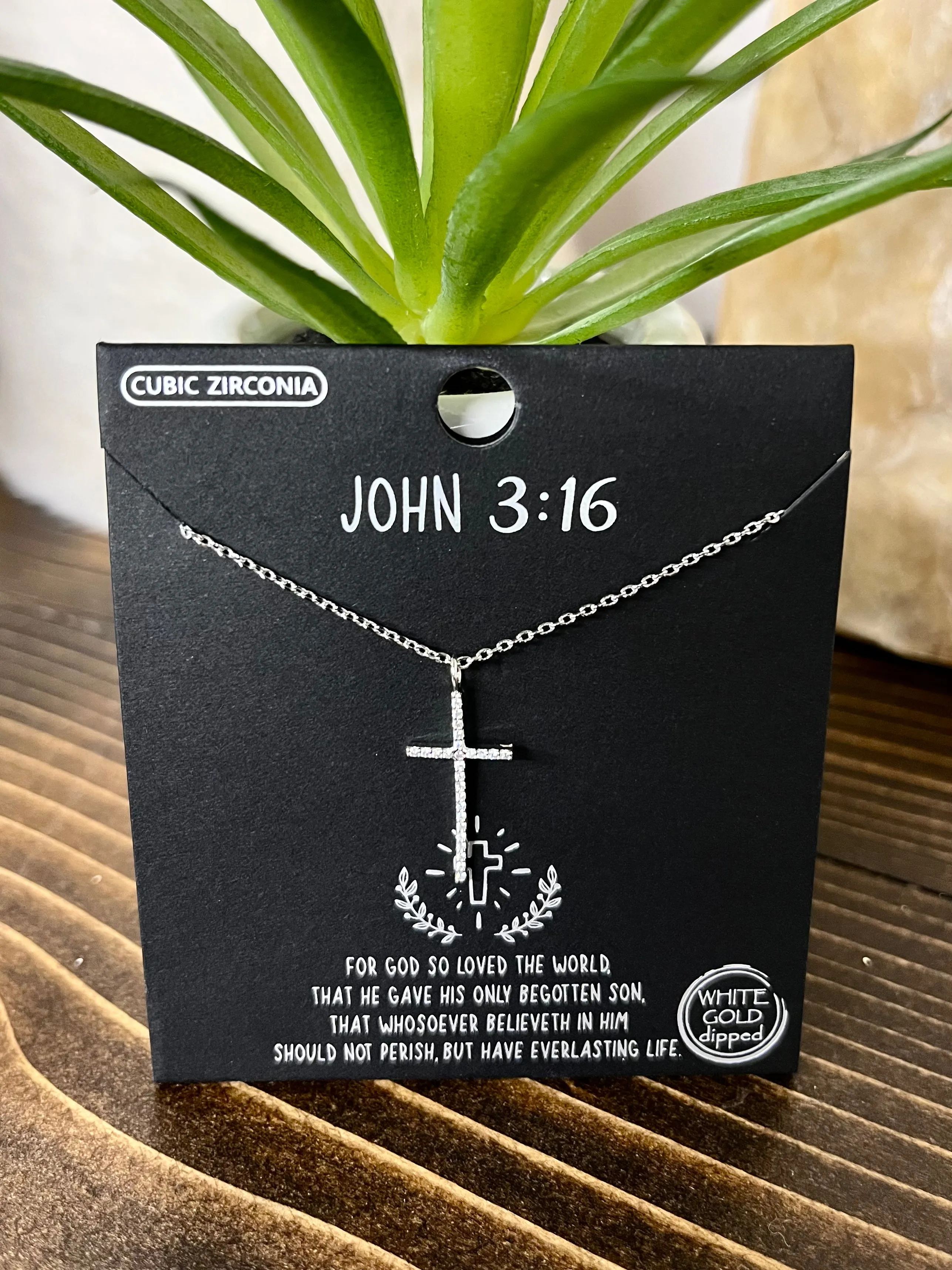 John 3:16 Cross Necklace - Silver