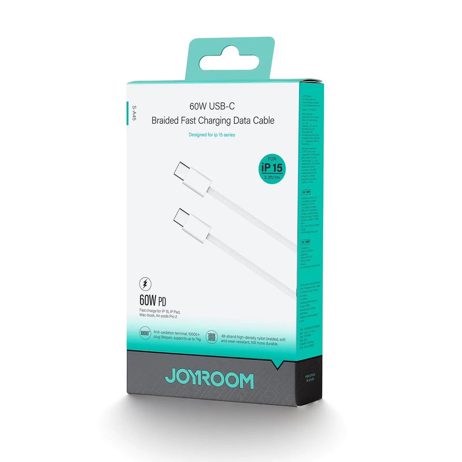 Joyroom S-A45 | Type-C to Type-C Mobile Cable | Fast Charge 60W PD