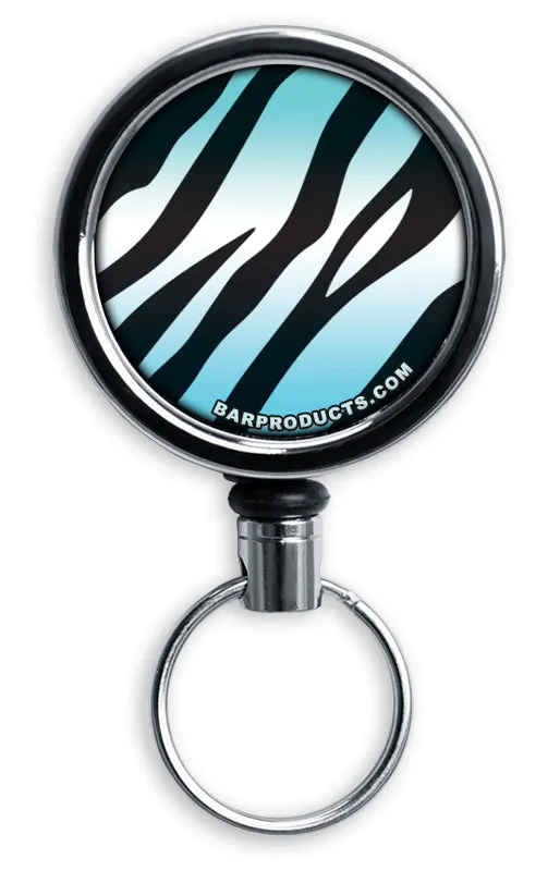 Kolorcoat™ Mini Bottle Opener with Retractable Reel - Teal Zebra