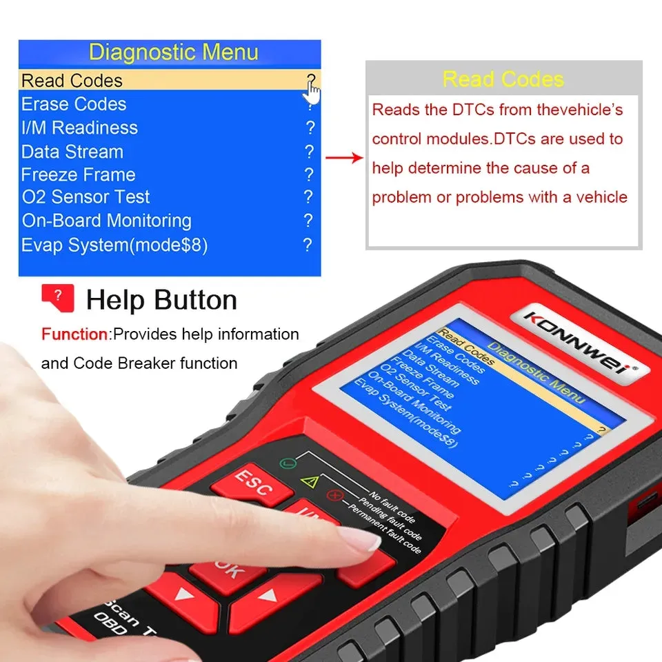 KONNWEI KW850 Full Function Car Diagnosis Car Scanner Universal OBD Engine Code Reader