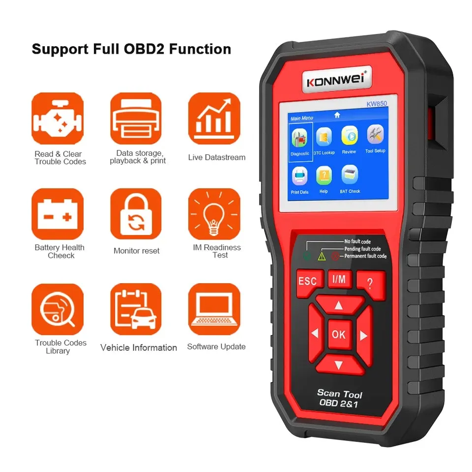 KONNWEI KW850 Full Function Car Diagnosis Car Scanner Universal OBD Engine Code Reader