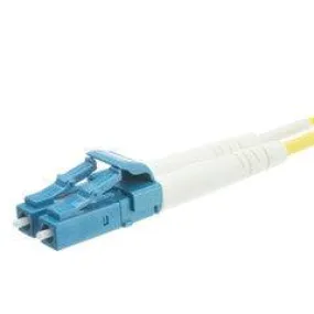 LC Duplex Fiber Optic Patch Cable, OS2 9/125 Singlemode, Yellow Jacket, Blue Connector, 6 meter (19.7 foot)