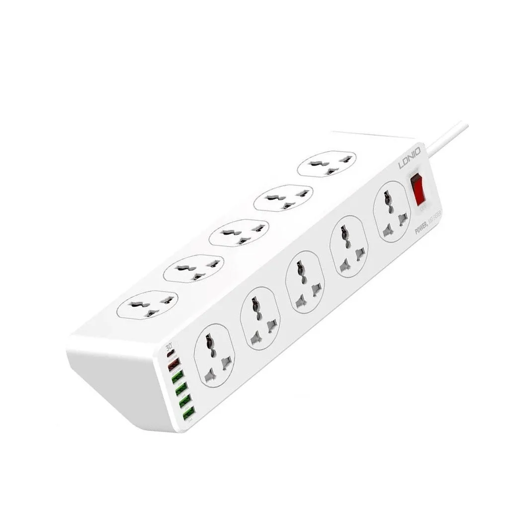 LDNIO SC10610 | 2500W PD & QC3.0 Power Socket  | With 32W Type-C & USB Ports