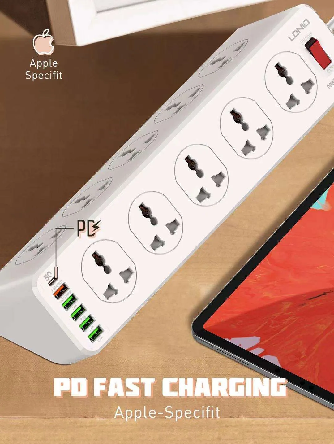 LDNIO SC10610 | 2500W PD & QC3.0 Power Socket  | With 32W Type-C & USB Ports