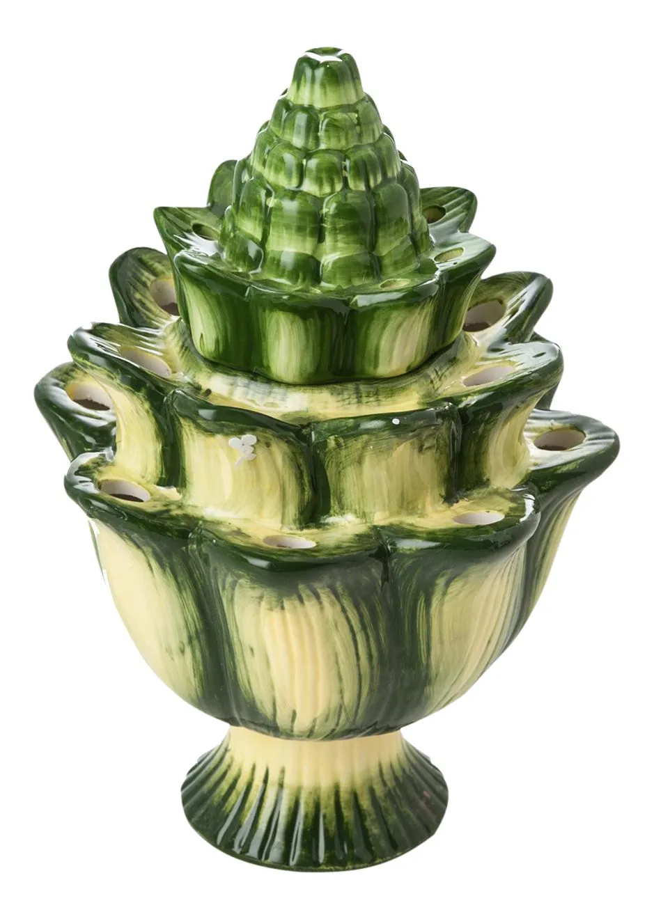 Light Blue Artichoke Majolica Tulipiere Flower Vase