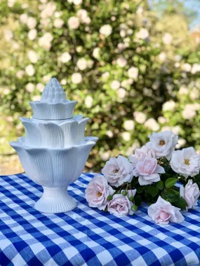 Light Blue Artichoke Majolica Tulipiere Flower Vase