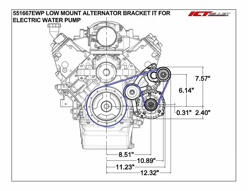 LS Low Mount Alternator Bracket for Electric Water Pump w/ Tensioner| Corvette