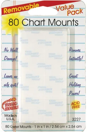 Magic Mounts Chart Mounts, 1" x 1", Pack of 80