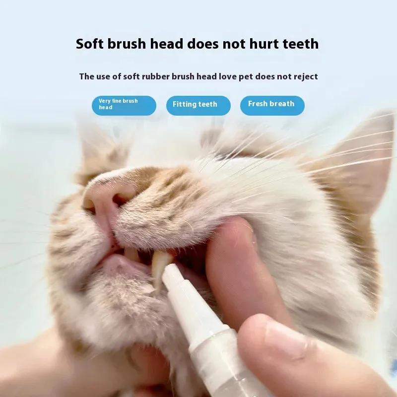 Pet Toothbrush Pen | Easy to Use Teeth Cleaning and Fresh Breath Tool for Cats | One-Brush Pet Toothbrush Set