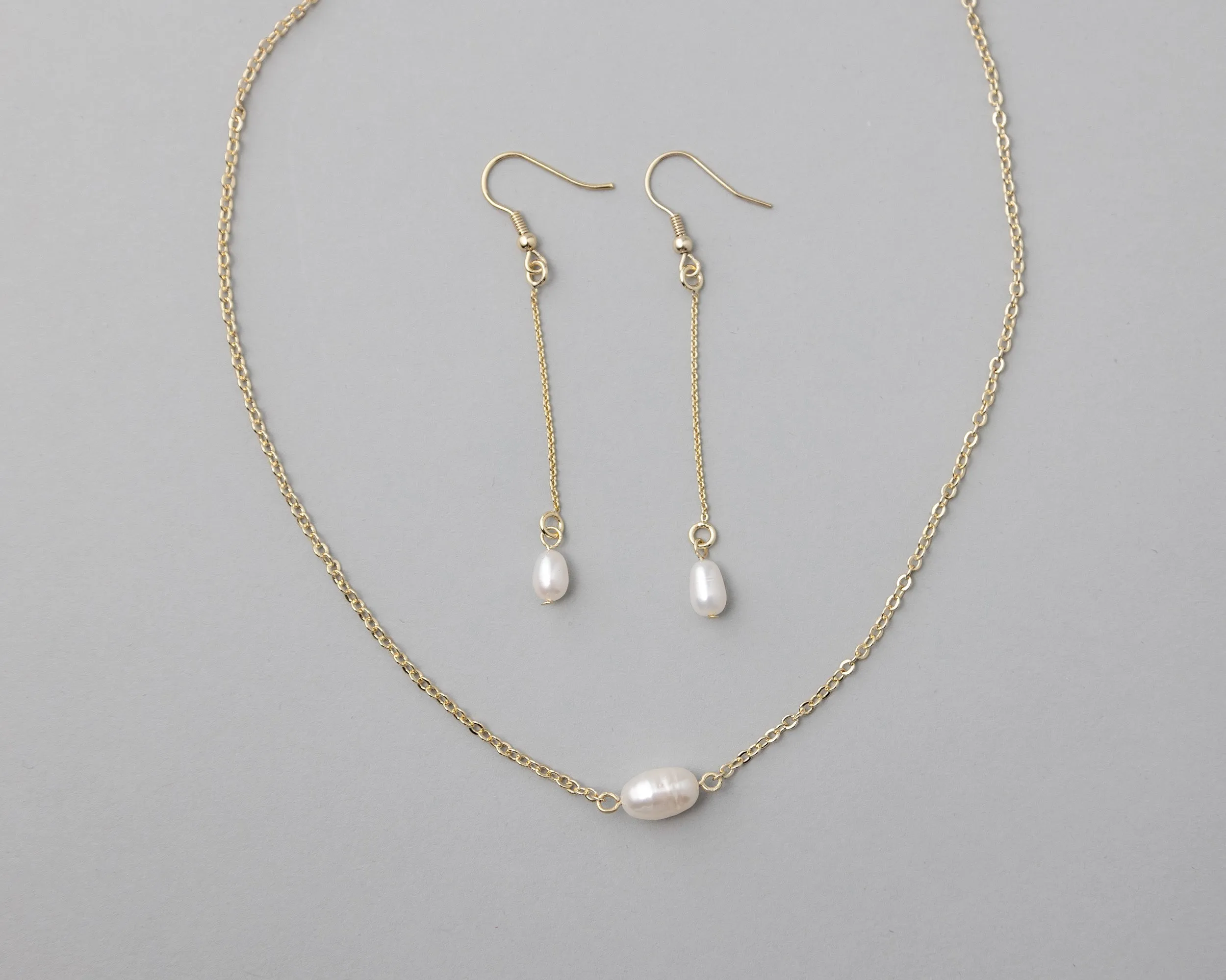 Petite Cultured Pearl Necklace Earrings and Bracelet