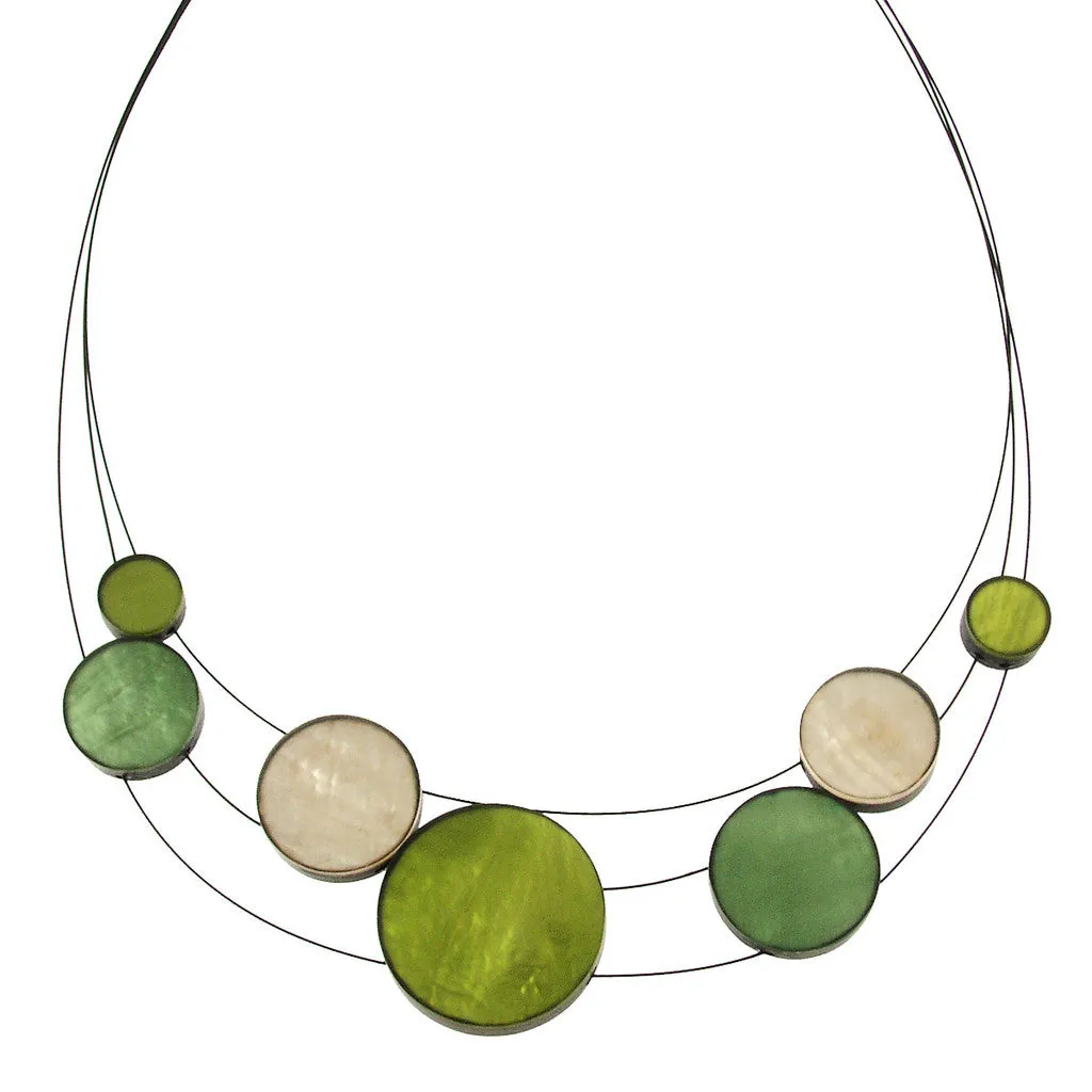 PLANETARY 3 STRAND NECKLACE - 17" WITH 2" EXTENDER GREEN COMBI