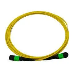 Plenum 12 Strand MTP (MPO) Fiber Optic Patch Cable, OS2 9/125 Singlemode, Yellow Jacket, Green Connector, 40/100 Gbps, 50 meter (164 foot)