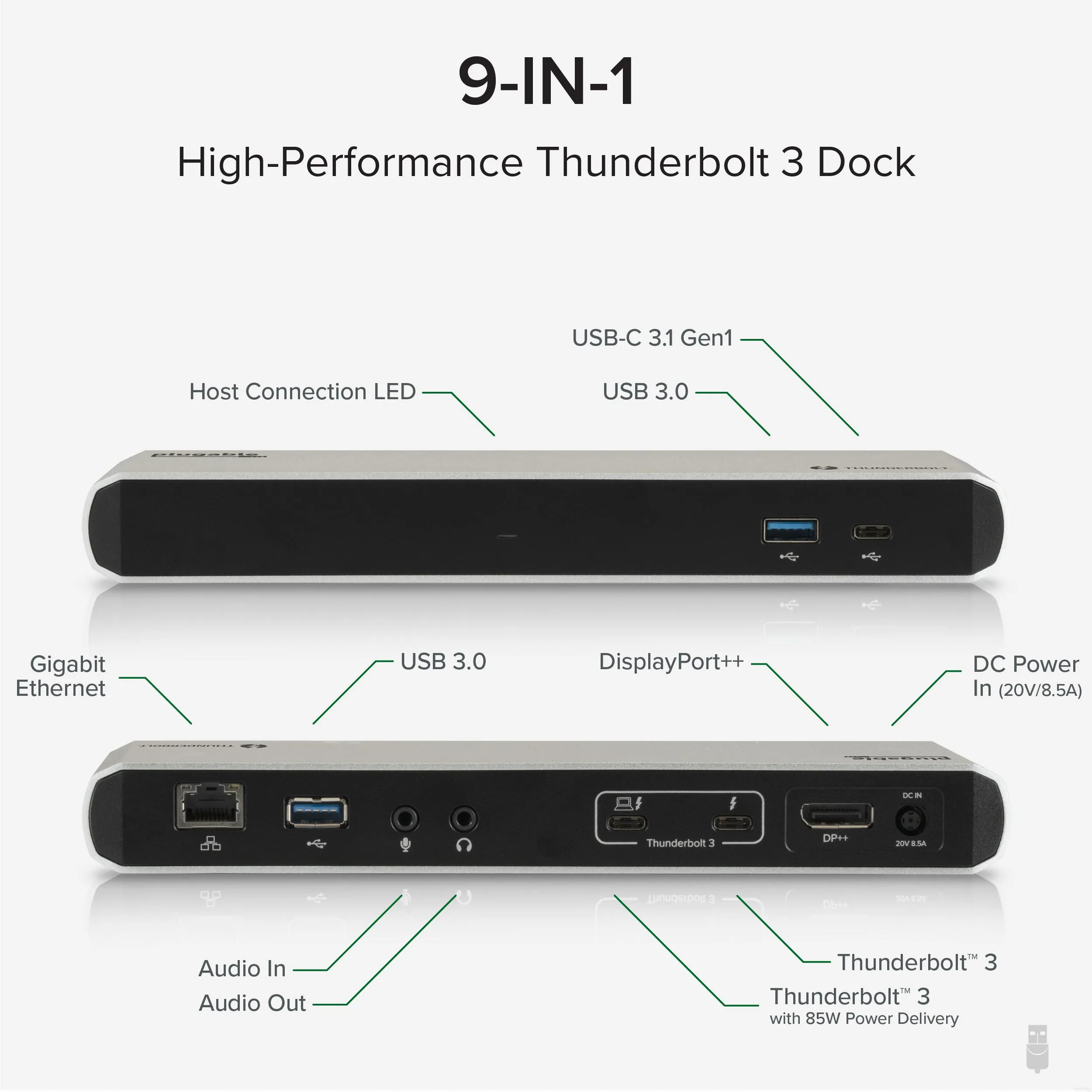 Plugable Thunderbolt™ 3 Docking Station with 85W Host Charging