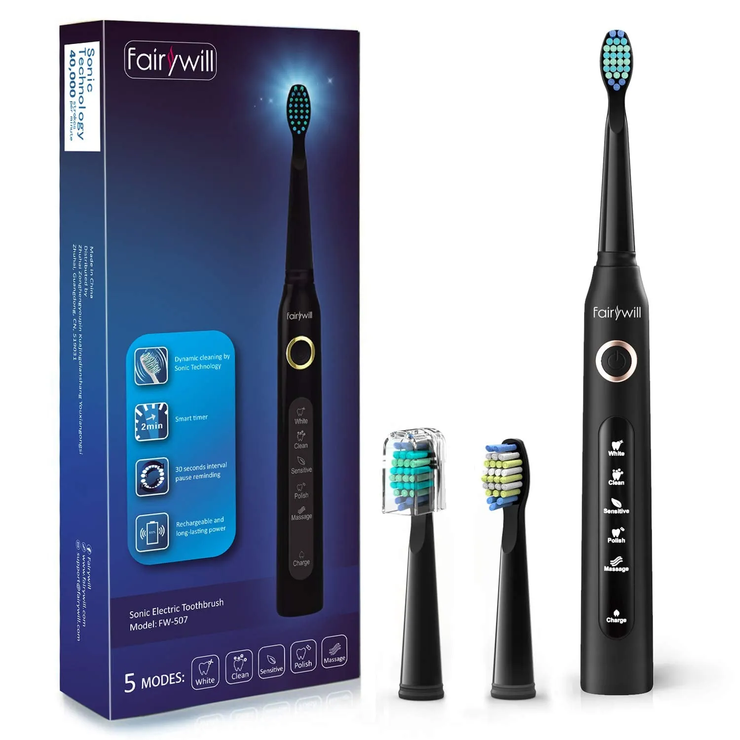 Powerful Sonic Electric Toothbrush With 3 Heads