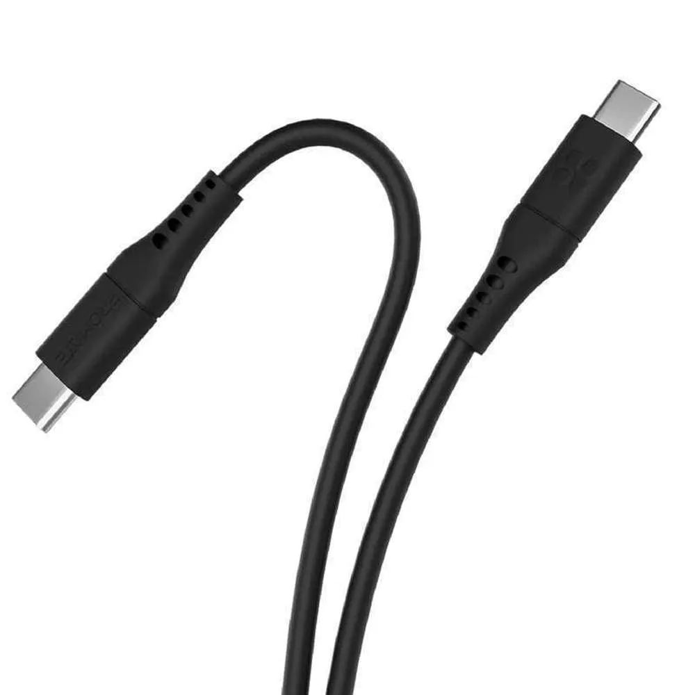 Promate 60W USB-C to USB-C Flexible Charge Cable 2m Black