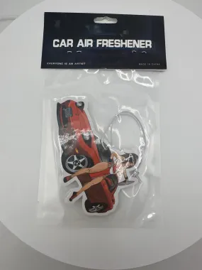 Red car with anime girl with fan Air freshener