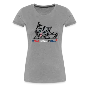 Red White & Mew Contoured Premium T-Shirt