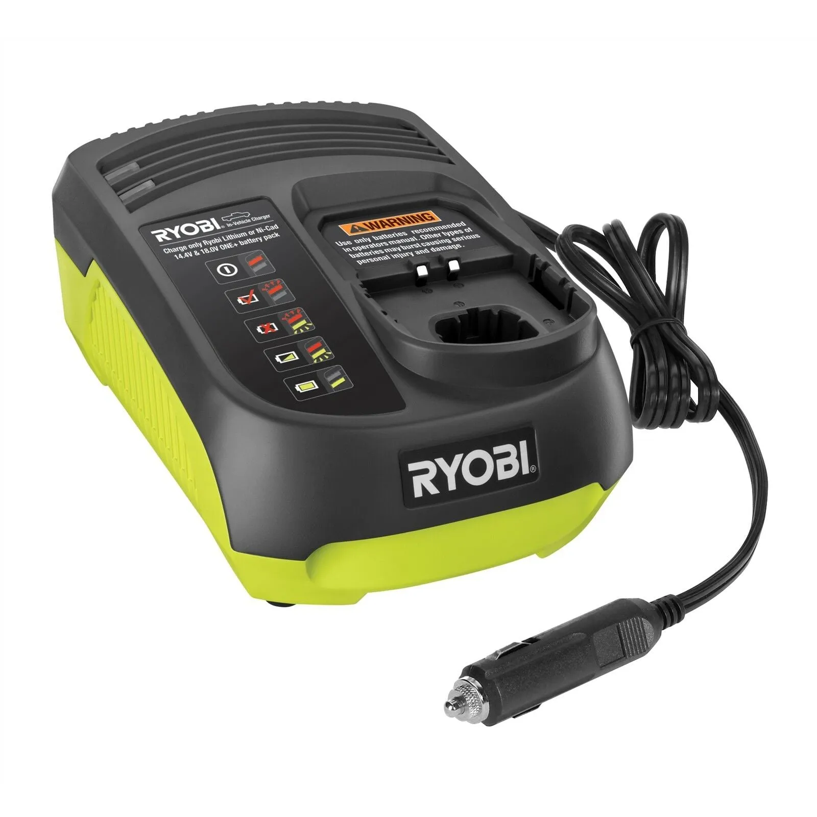 Ryobi One  14.4 - 18V Dual Chemistry Car Battery Charger/12v DC/ Charging LED