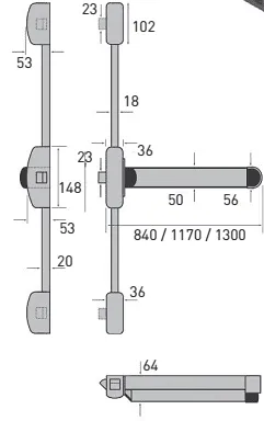 SD-PHTM5-20 STRAND Motorised Three Point Touch Bar Bolt, Silver