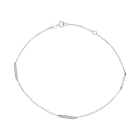 Simple 14K Gold Plated Silver Flat Bar Link Anklet Ankle Bracelet 9-10 Inch