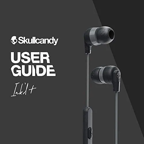 Skullcandy Ink'd  in-Ear Wired Earbuds, Microphone, Works with Bluetooth Devices and Computers -Black Gray