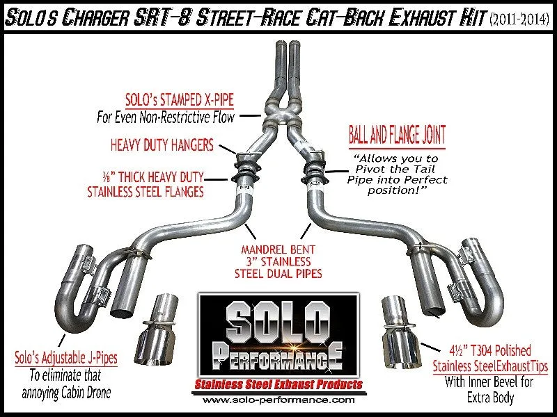 Solo Performance Exhaust Dodge Charger/Magnum V8 SRT-8 (11-14) Street Race Catback - 991109SL