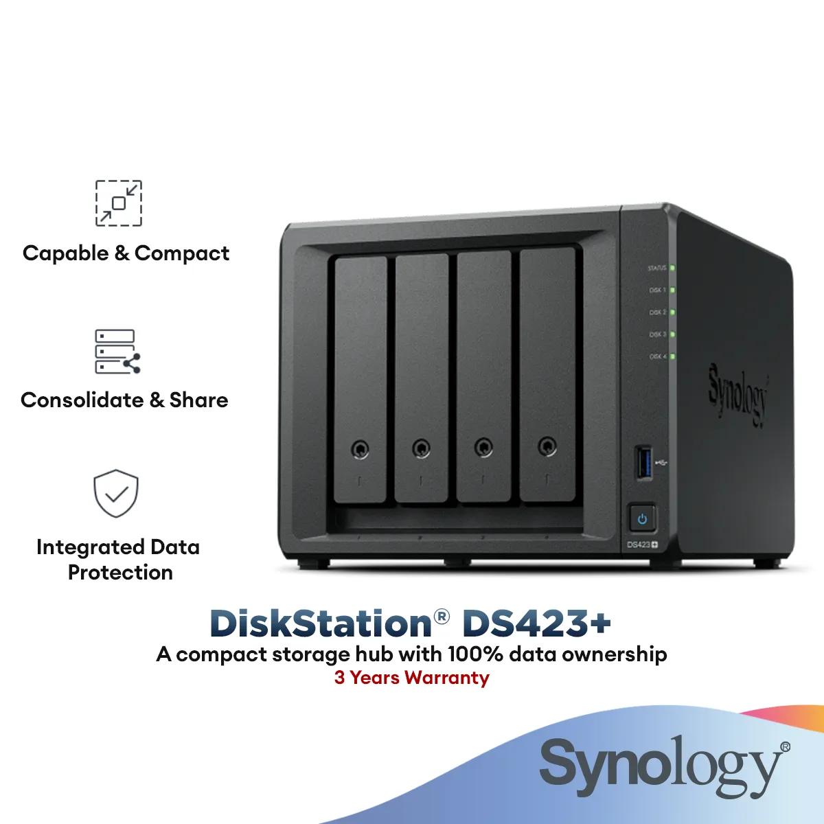 Synology DS423  NAS DiskStation 4-Bays NAS with Quad-Core 2.7GHz Processor Data Backup Storage