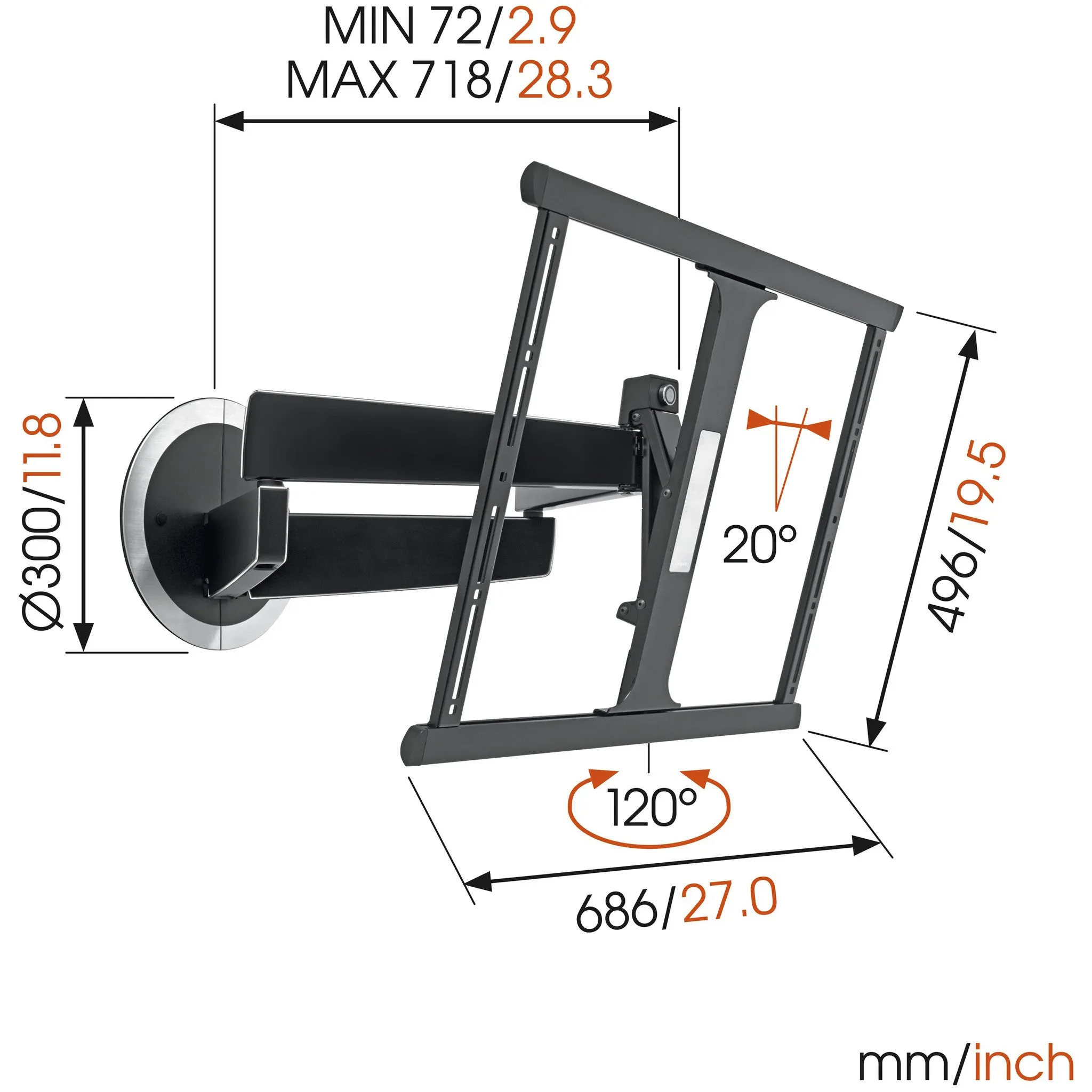 Vogel's DesignMount, Next 7345 120 Degrees Swivel Wall Mount for 40-65 Inch TV