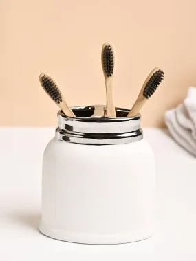 VON CASA White Ceramic Toothbrush Holder