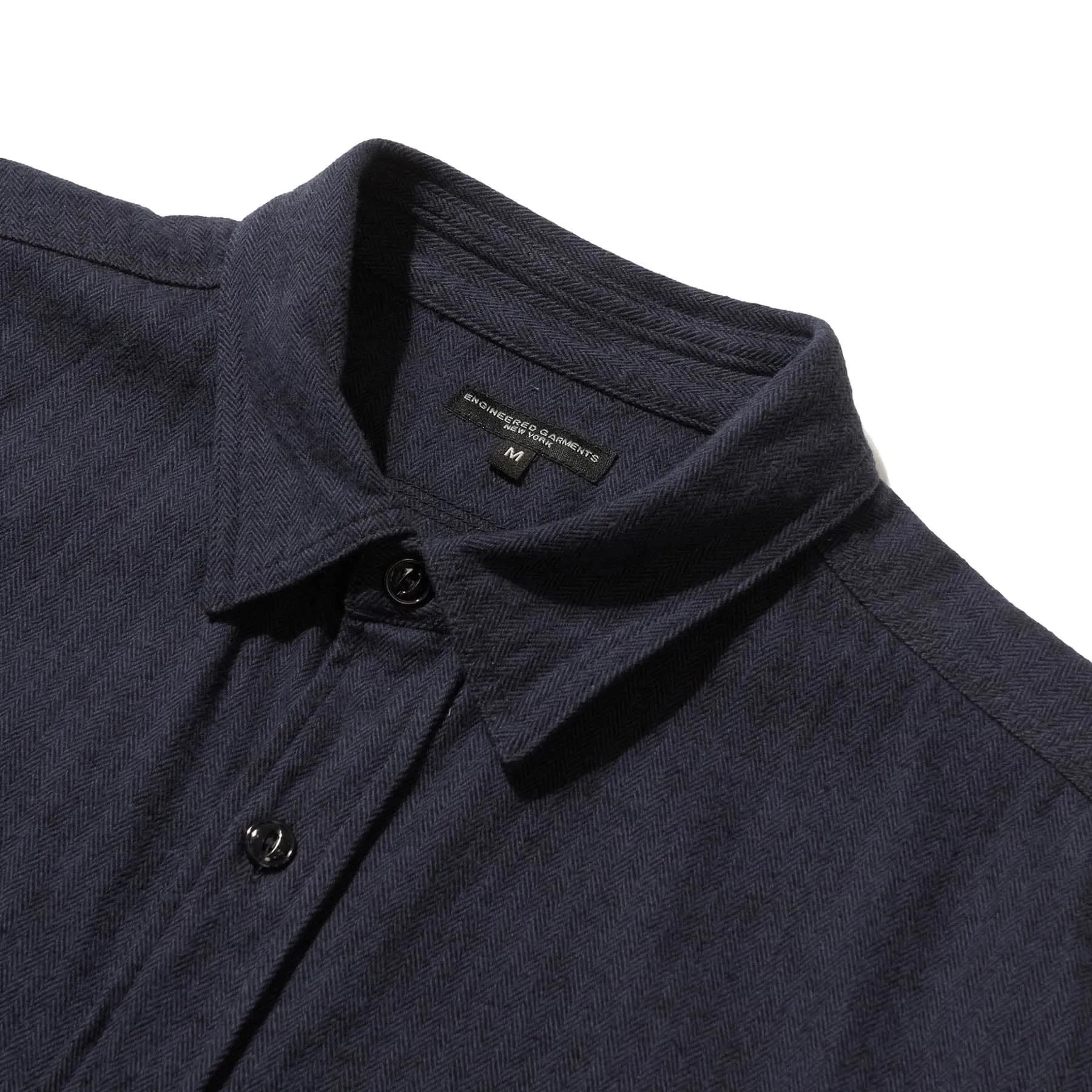 Work Shirt - Navy Cotton Herringbone Flannel