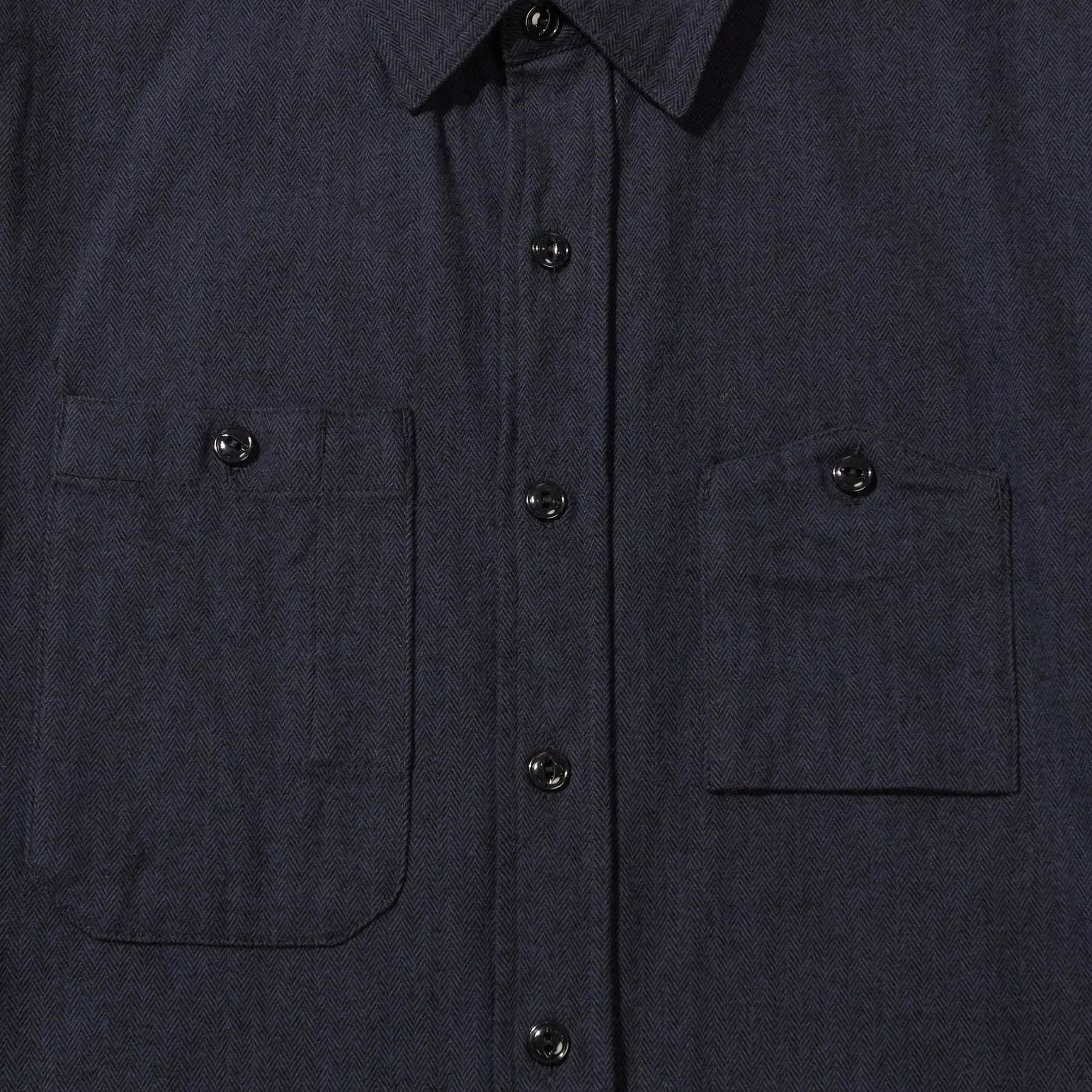 Work Shirt - Navy Cotton Herringbone Flannel